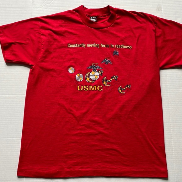 Vintage 90s United States Marine Core Single Stitch Fruit of Loom Tee - Picture 4 of 11